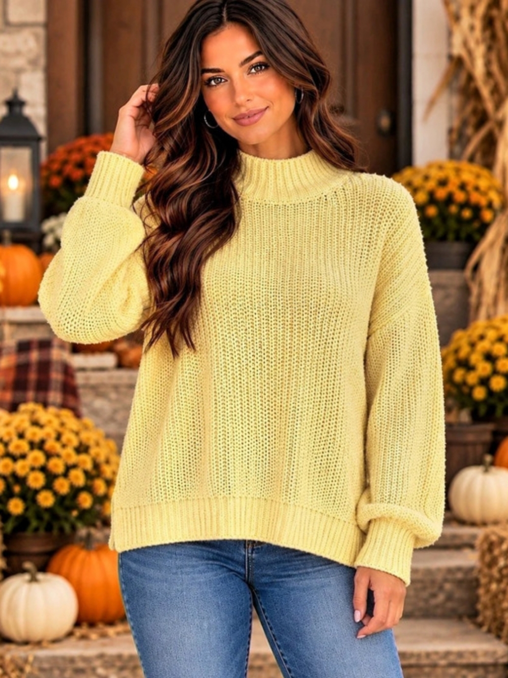 Aerie Yellow Crew Neck Sweater Size Medium NWT